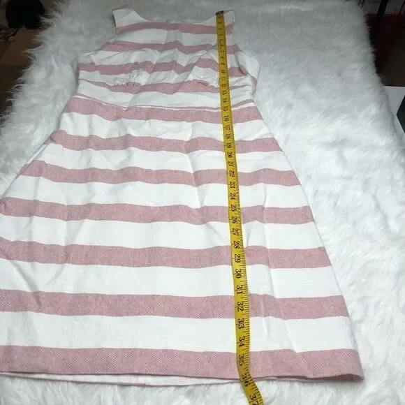 J.Crew Factory Pink White Striped Cotton Linen Sleeveless Sheath Dress Size 8 - Picture 7 of 10